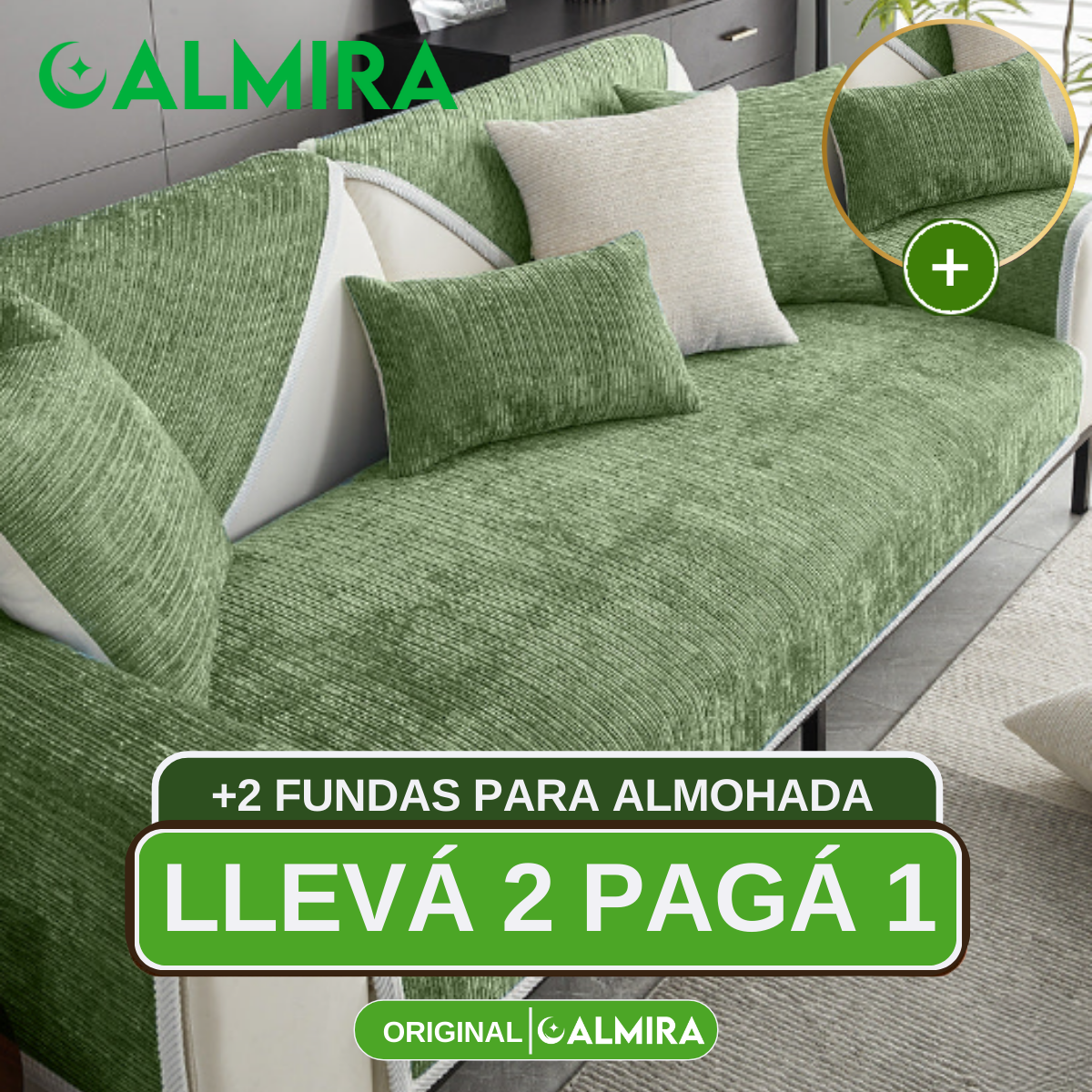 [Llevá 2 Pagá 1] Funda de Sofá Completa en Algodón y Poliéster +2 REGALOS: Almohadones