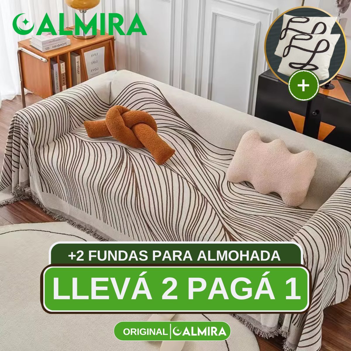 [Pagás 1, Te Llevás 2] Funda para Sofá (¡Ligereza y Encanto que Transforman tu Sofá!) + REGALO: 2 Almohadones