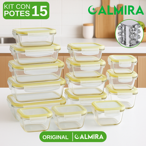 Conjunto de Recipientes Organizadores de Vidrio Templado con Tapa Antiderrame +REGALO: Porta Condimentos