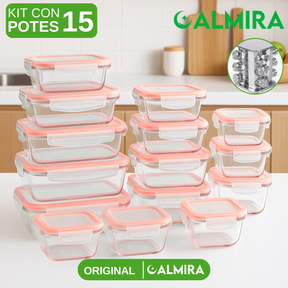 Conjunto de Recipientes Organizadores de Vidrio Templado con Tapa Antiderrame +REGALO: Porta Condimentos