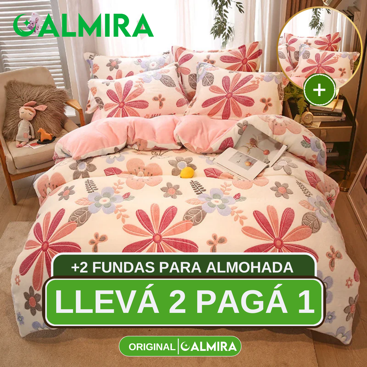 [Llevá 2 Pagá 1] Juego de Ropa de Cama en Algodón y Lana + REGALO: 2 Fundas para Almohada