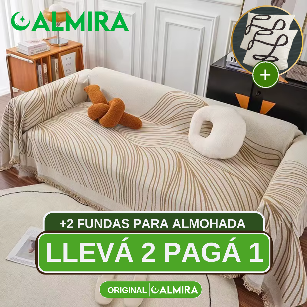 [Pagás 1, Te Llevás 2] Funda para Sofá (¡Ligereza y Encanto que Transforman tu Sofá!) + REGALO: 2 Almohadones