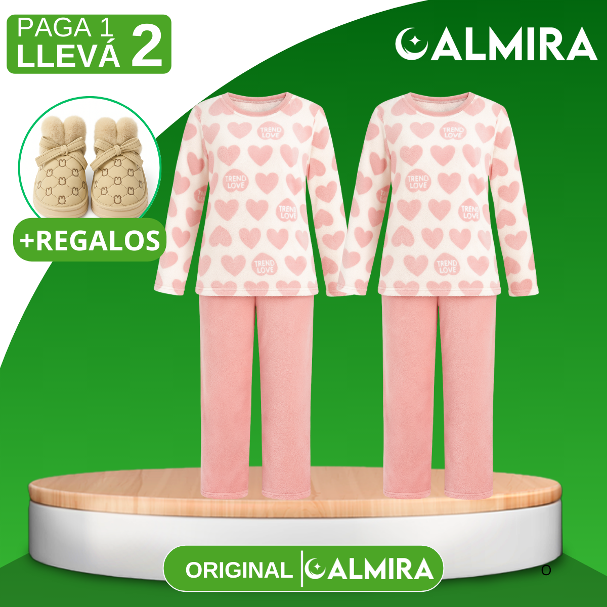 [Llevá 1 y Recibí 2] Pijama Femenino de Algodón y Poliéster (¡Comodidad para tus Noches de Sueño!) +REGALOS: Pantuflas