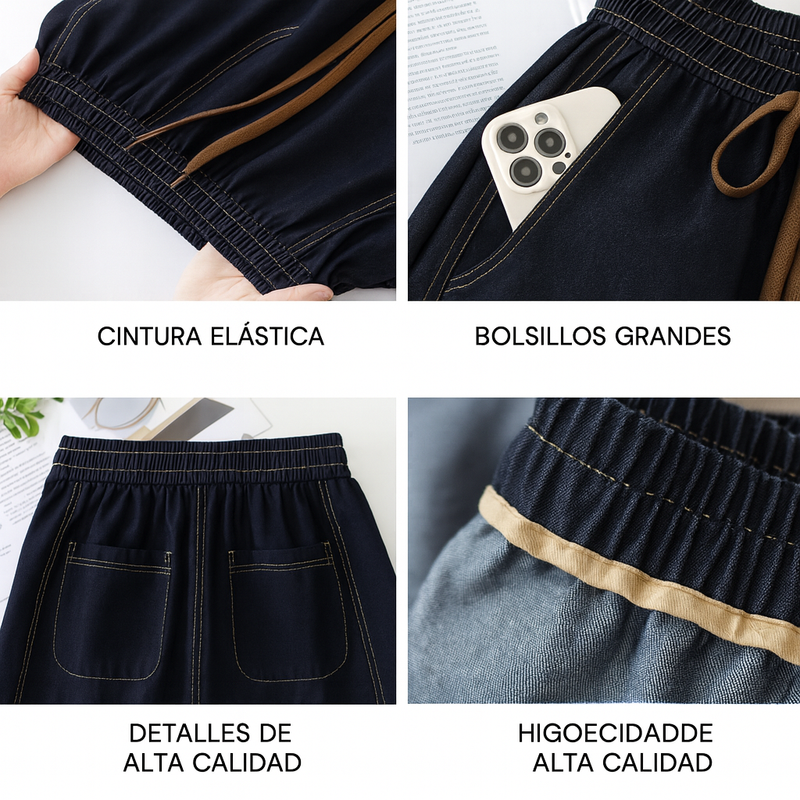 [Llevá 3 Pagá 2] Jean Femenino Aline Wide Leg con Cintura Elástica y Caída Moderna (¡Look moderno y casual!)