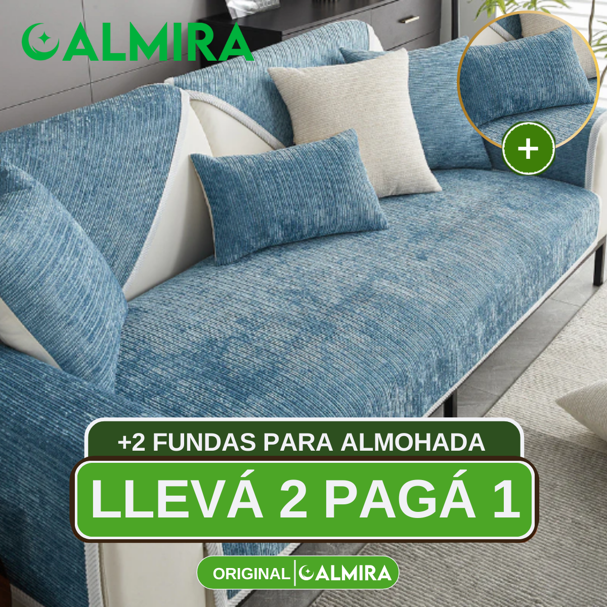 [Llevá 2 Pagá 1] Funda de Sofá Completa en Algodón y Poliéster +2 REGALOS: Almohadones