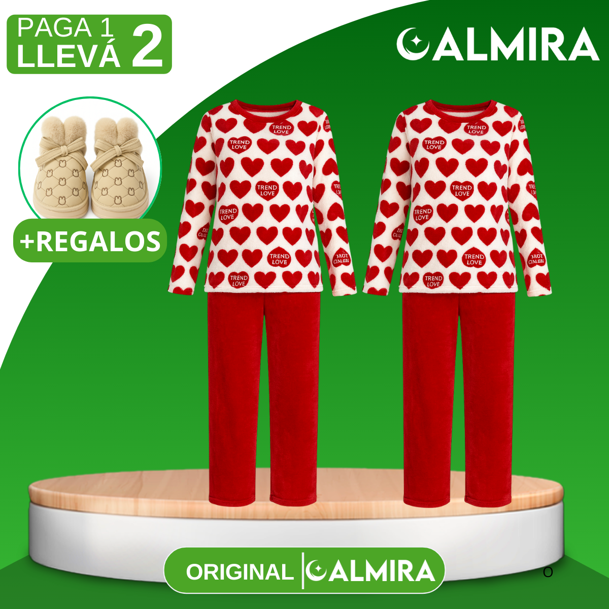 [Llevá 1 y Recibí 2] Pijama Femenino de Algodón y Poliéster (¡Comodidad para tus Noches de Sueño!) +REGALOS: Pantuflas