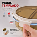 [LLEVÁ 8 PAGÁ 4] Recipientes Herméticos HomeSlim de Vidrio Templado con Tapa de Sellado al Vacío + 8 Vasos de Vidrio Fumé