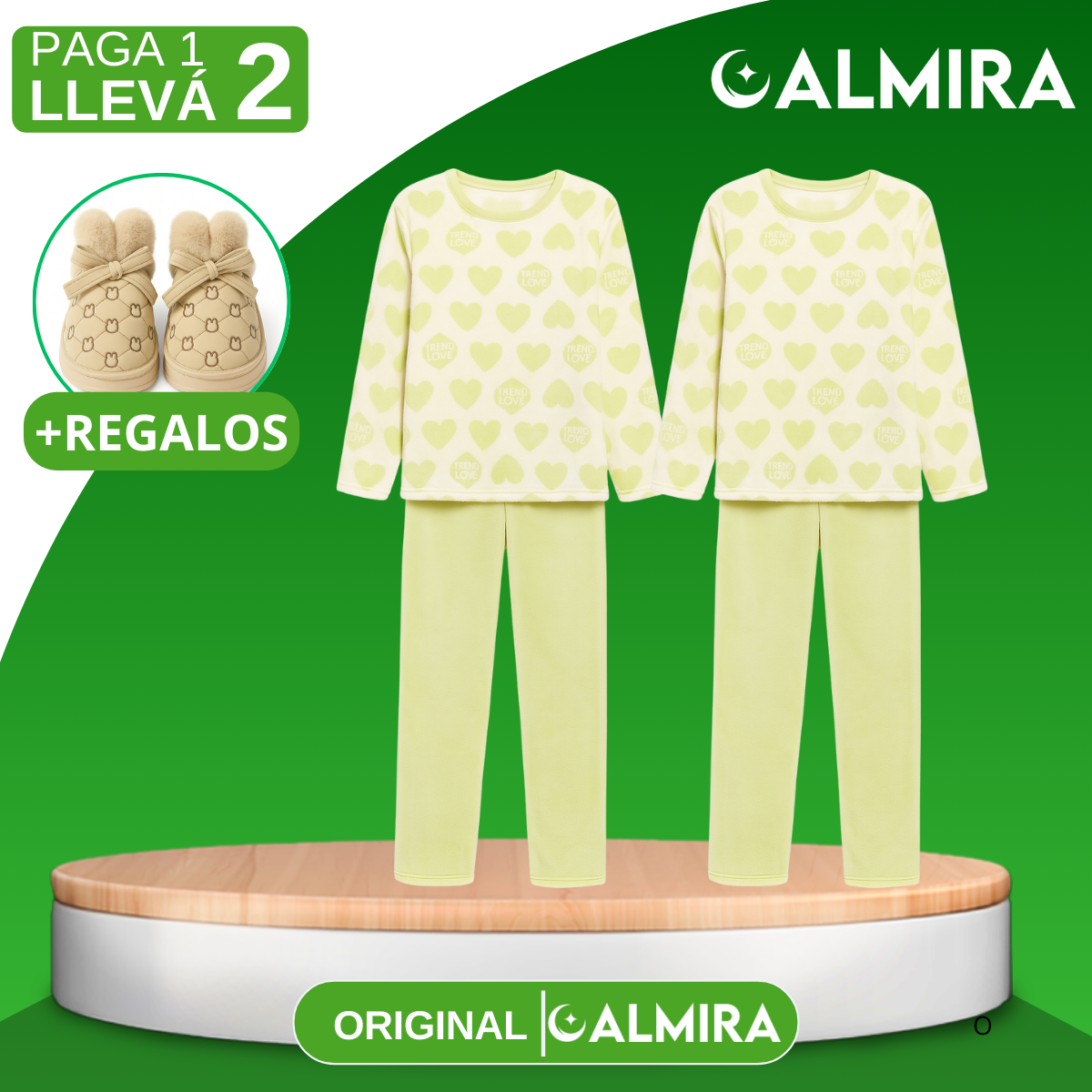 [Llevá 1 y Recibí 2] Pijama Femenino de Algodón y Poliéster (¡Comodidad para tus Noches de Sueño!) +REGALOS: Pantuflas