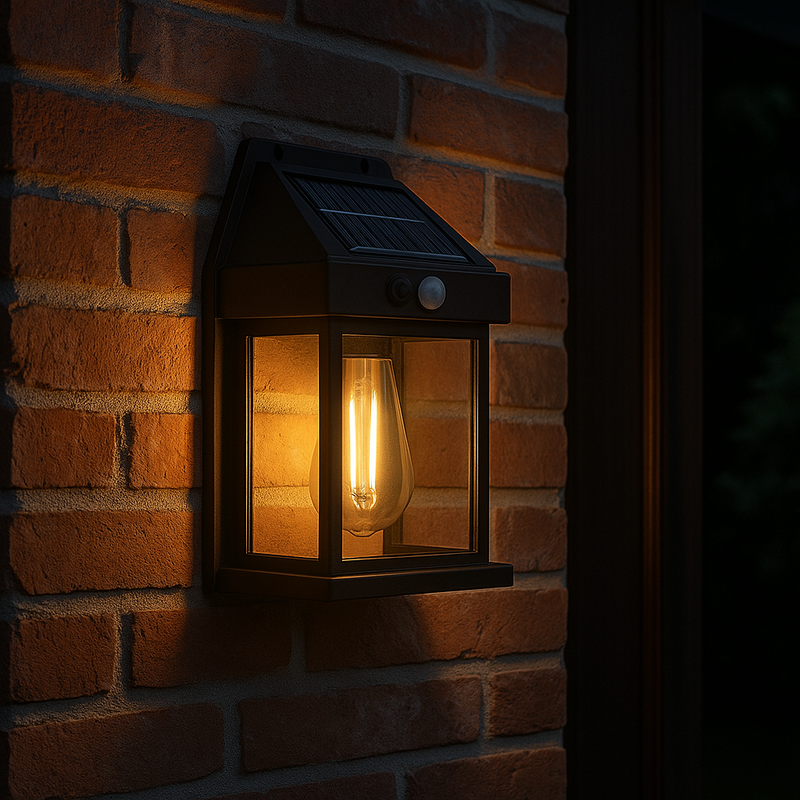 Kit 10 Lámparas Solares Coloniales con Sensor de Movimiento y Panel Fotovoltaico a Prueba de Agua