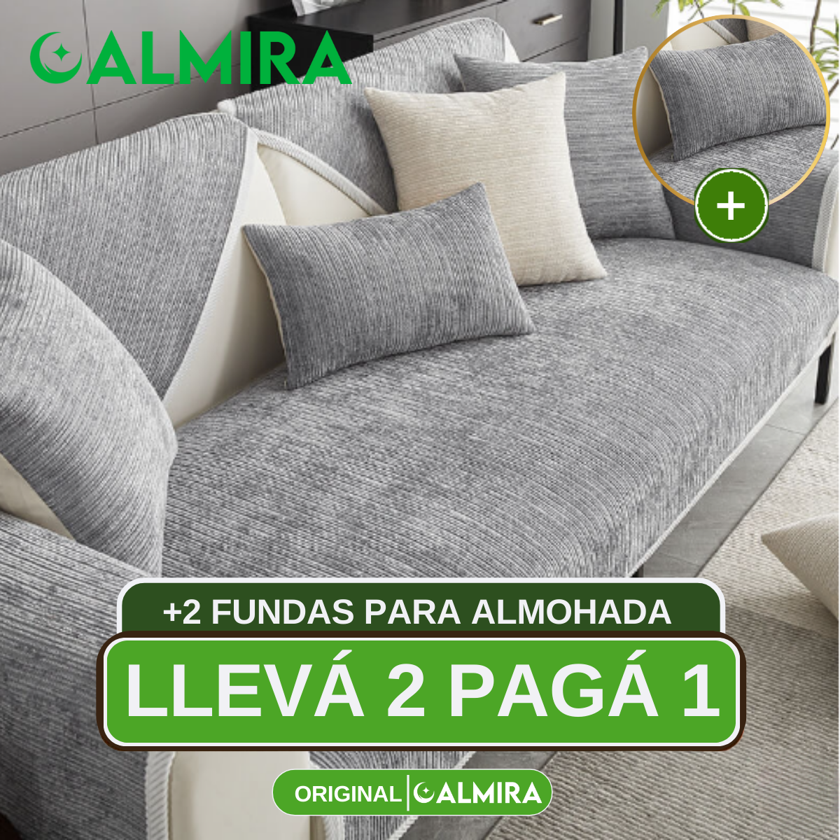 [Llevá 2 Pagá 1] Funda de Sofá Completa en Algodón y Poliéster +2 REGALOS: Almohadones