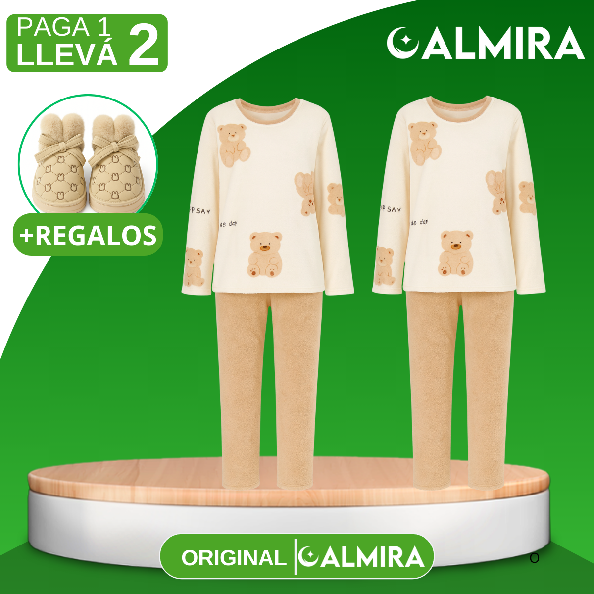[Llevá 1 y Recibí 2] Pijama Femenino de Algodón y Poliéster (¡Comodidad para tus Noches de Sueño!) +REGALOS: Pantuflas
