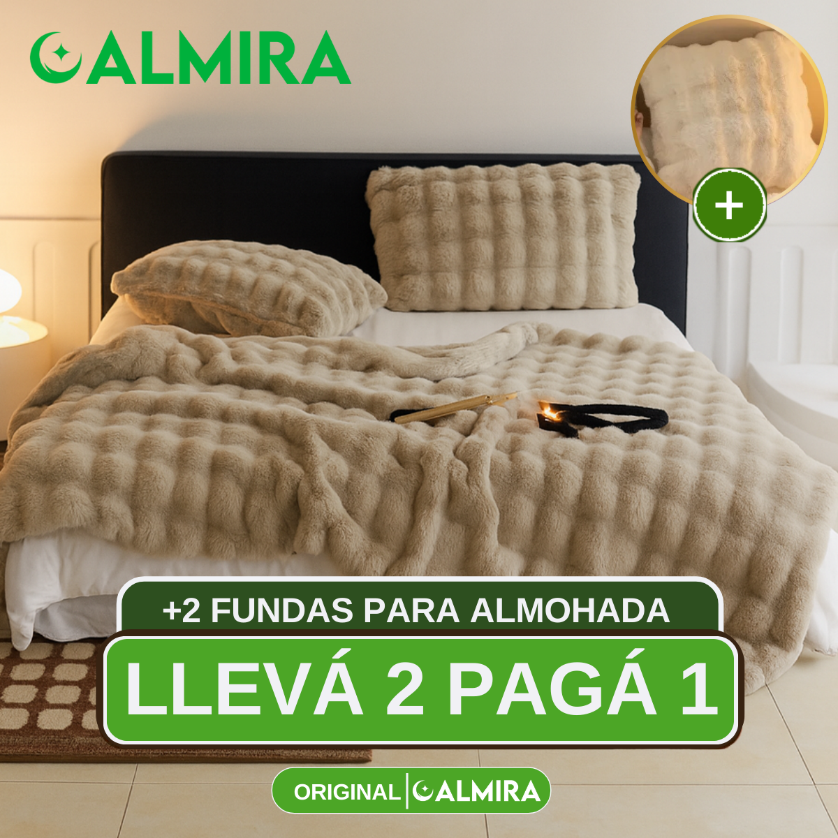 ¡Promo! Llevá 2, Pagá 1 – Frazada 100% Algodón Premium + 2 Fundas GRATIS