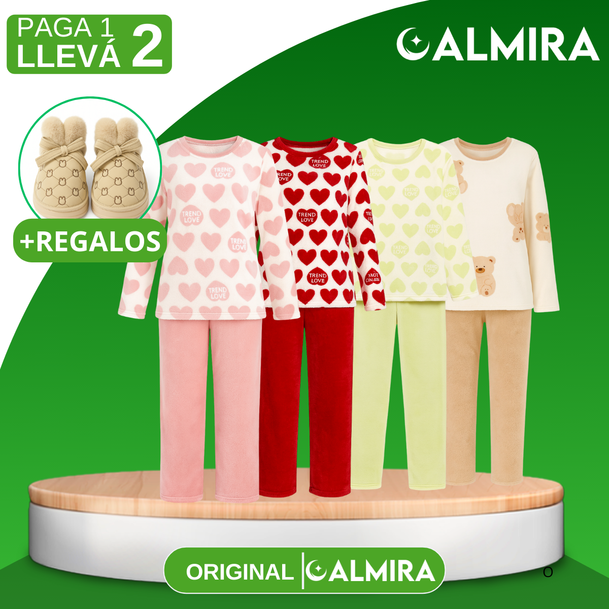 [Llevá 1 y Recibí 2] Pijama Femenino de Algodón y Poliéster (¡Comodidad para tus Noches de Sueño!) +REGALOS: Pantuflas