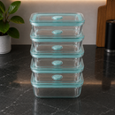 LLEVÁ 5 PAGÁ 3] Recipientes Herméticos de Vidrio Templado con Tapa de Sellado al Vacío + 5 Vasos de Vidrio Fumé