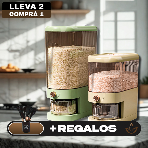 [Llevá 2 Pagá 1] Dispenser Organizador de Cocina Multifuncional con Medidor + REGALO: Kit de Utensilios de Cocina