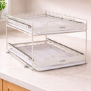 Escurridor de Acero Inoxidable de 2 Niveles con sistema inteligente de drenaje +REGALO: Kit de Utensilios de Cocina