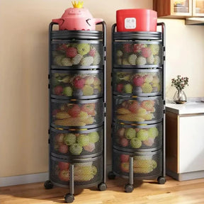 [Comprá 1 Llevá 2] Frutera Articulada de Acero Inoxidable Giratoria de 3/4/5 Niveles +REGALO: Kit de Utensilios de Cocina