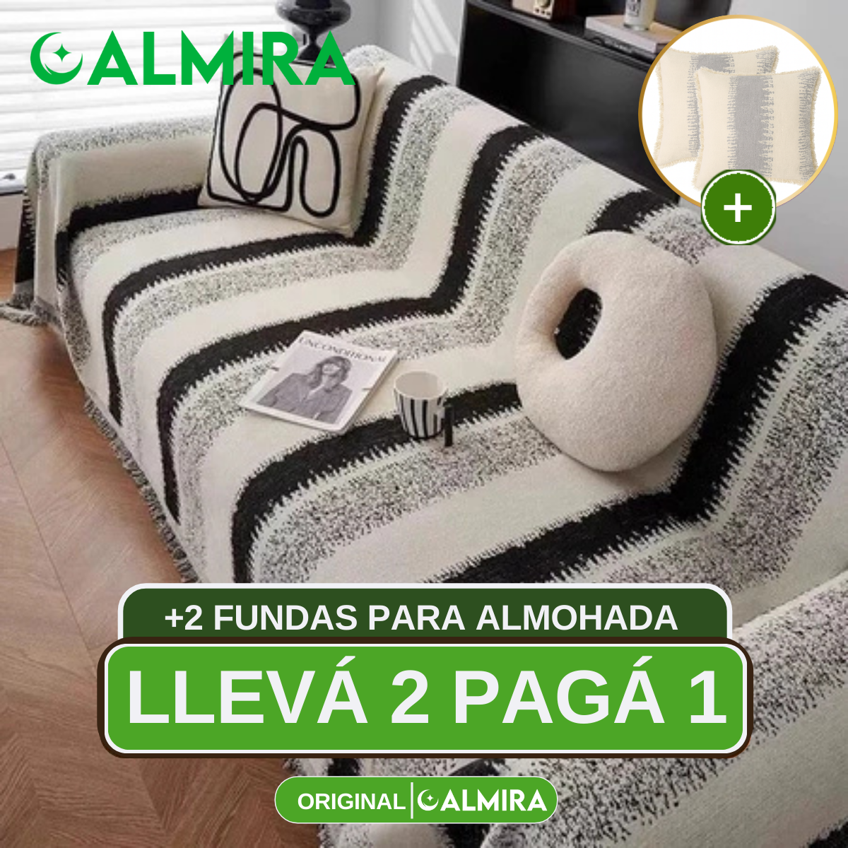 [Llevá 2 Pagá 1] Funda para Sofá Encanto en Algodón y Poliéster +REGALOS: 2 Almohadones