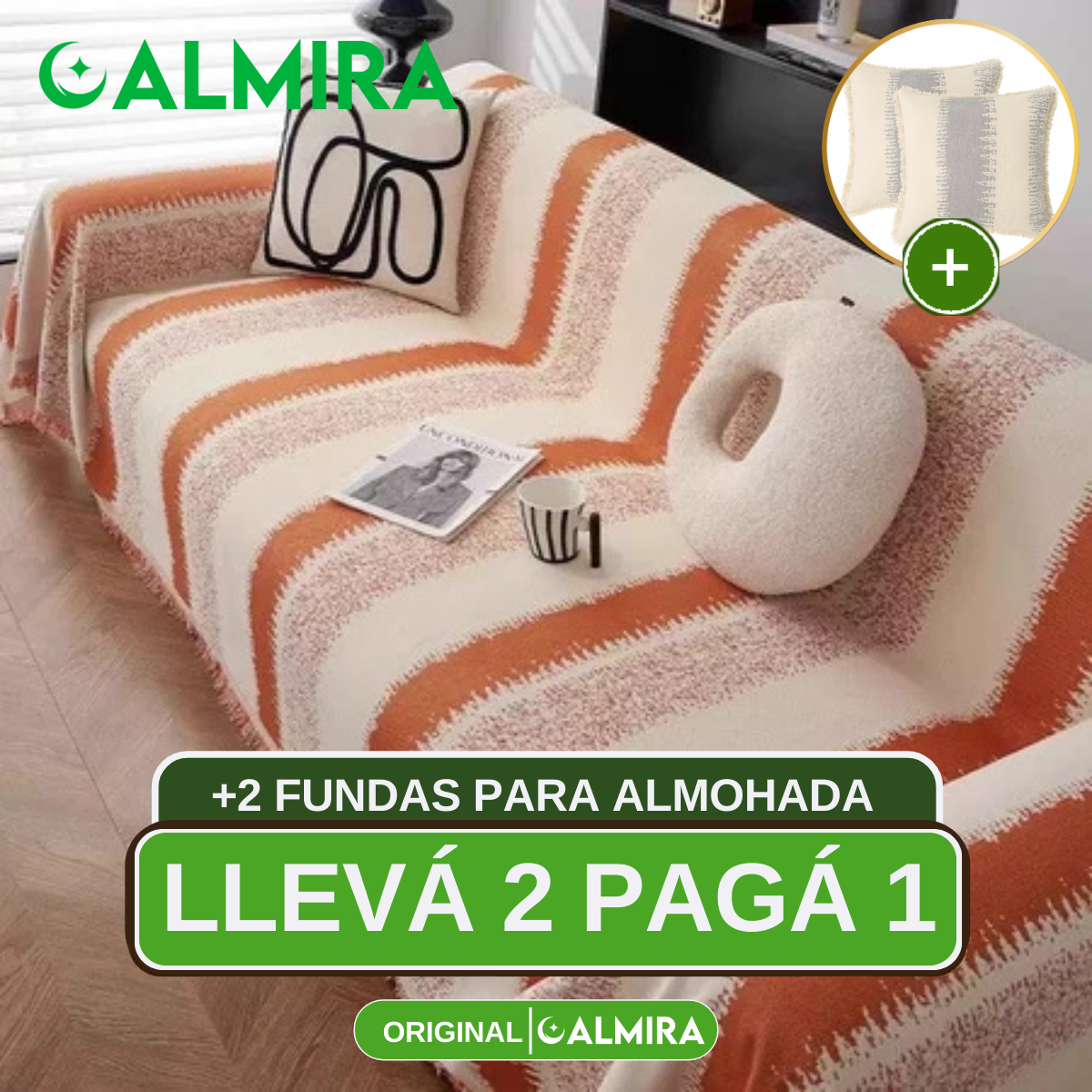 [Llevá 2 Pagá 1] Funda para Sofá Encanto en Algodón y Poliéster +REGALOS: 2 Almohadones