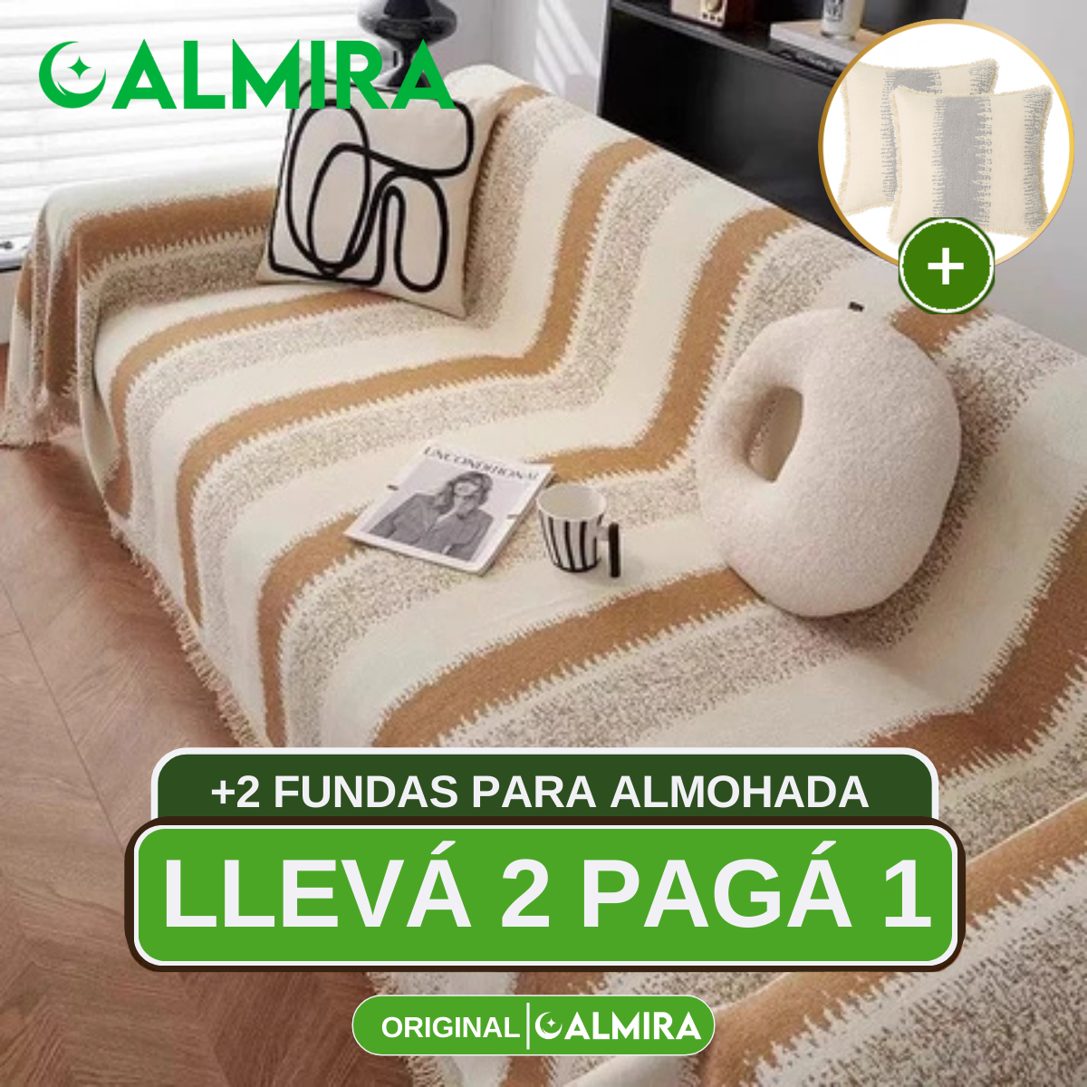 [Llevá 2 Pagá 1] Funda para Sofá Encanto en Algodón y Poliéster +REGALOS: 2 Almohadones