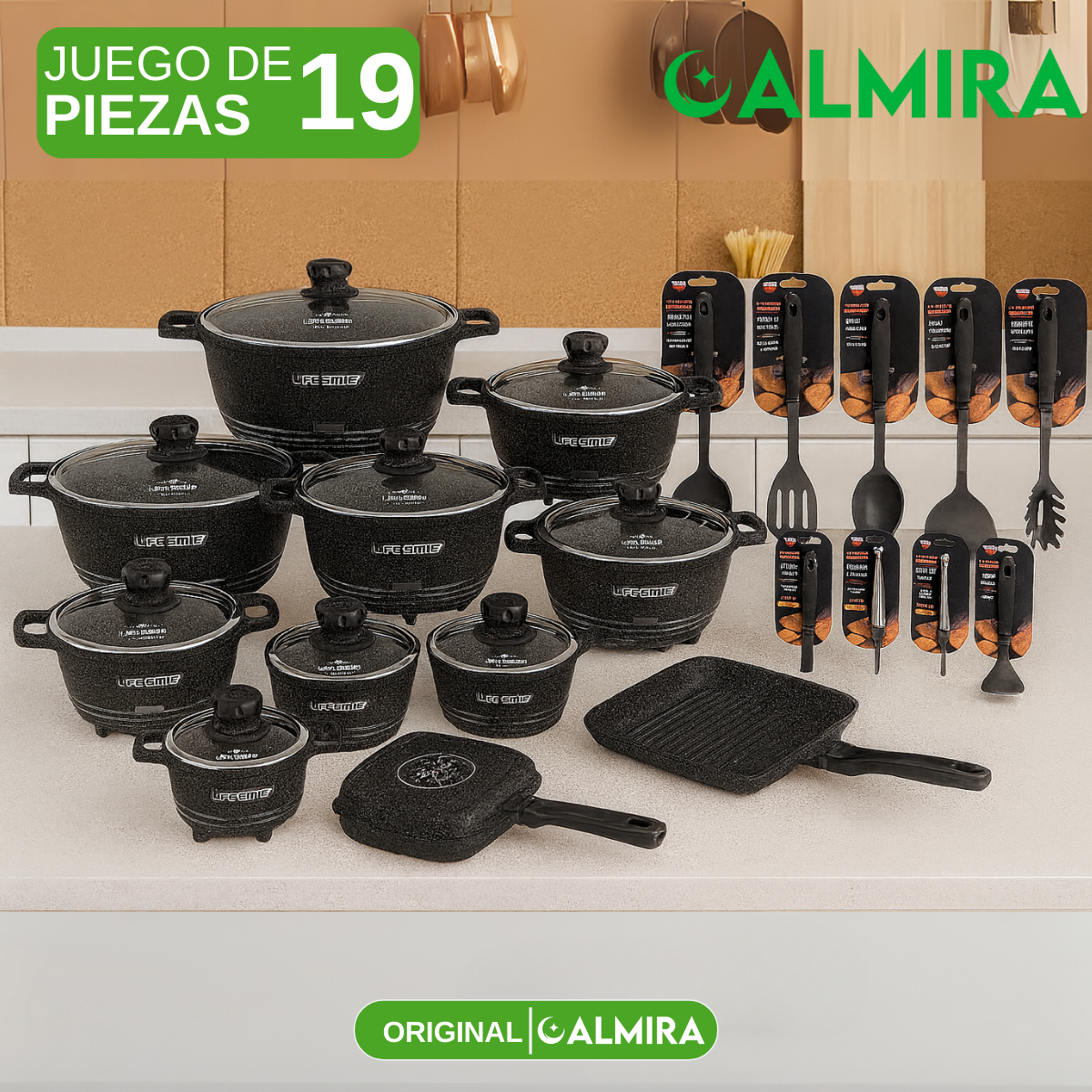 Conjunto de Ollas de Cerámica 19 Piezas Antiadherentes [ÚLTIMAS UNIDADES]