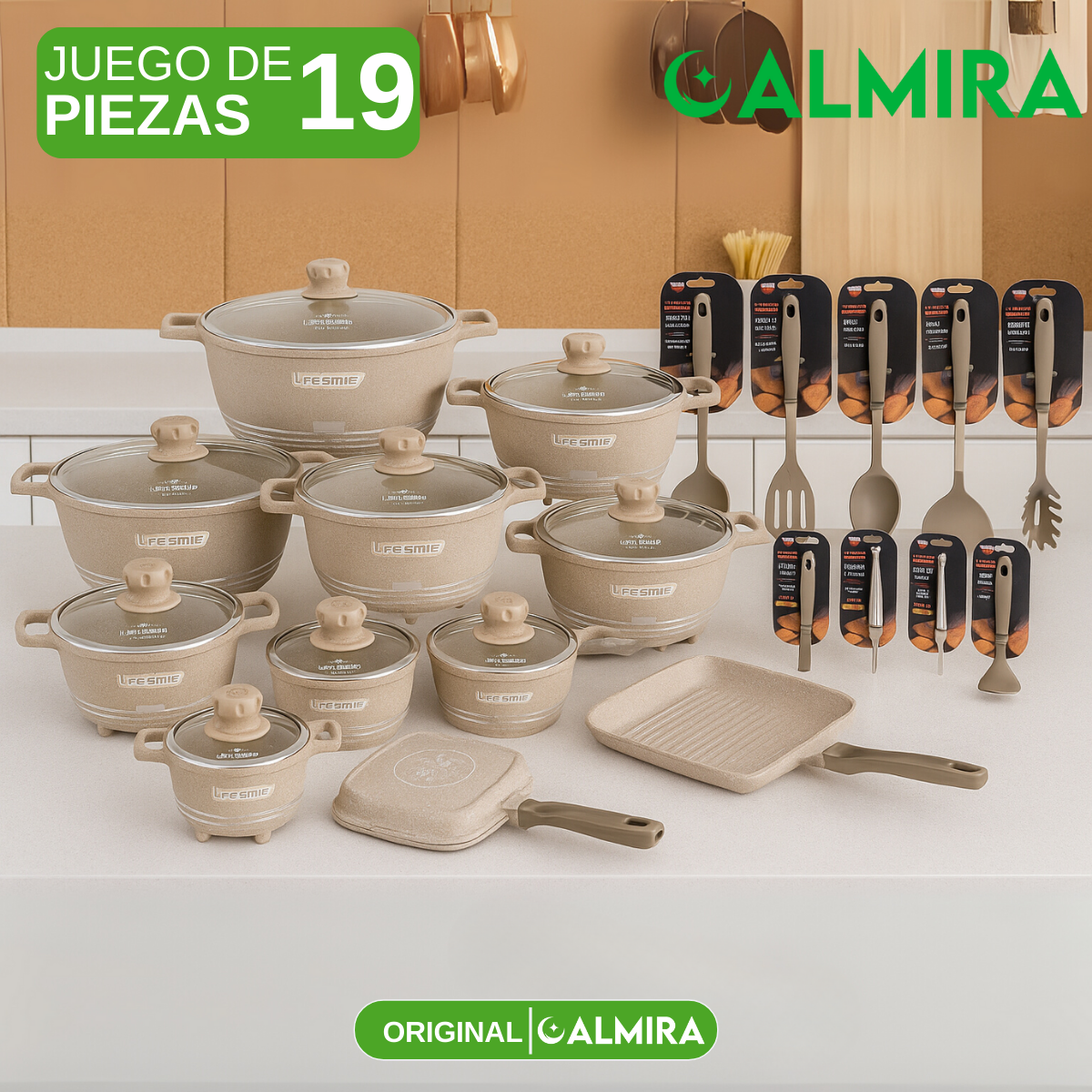 Conjunto de Ollas de Cerámica 19 Piezas Antiadherentes [ÚLTIMAS UNIDADES]