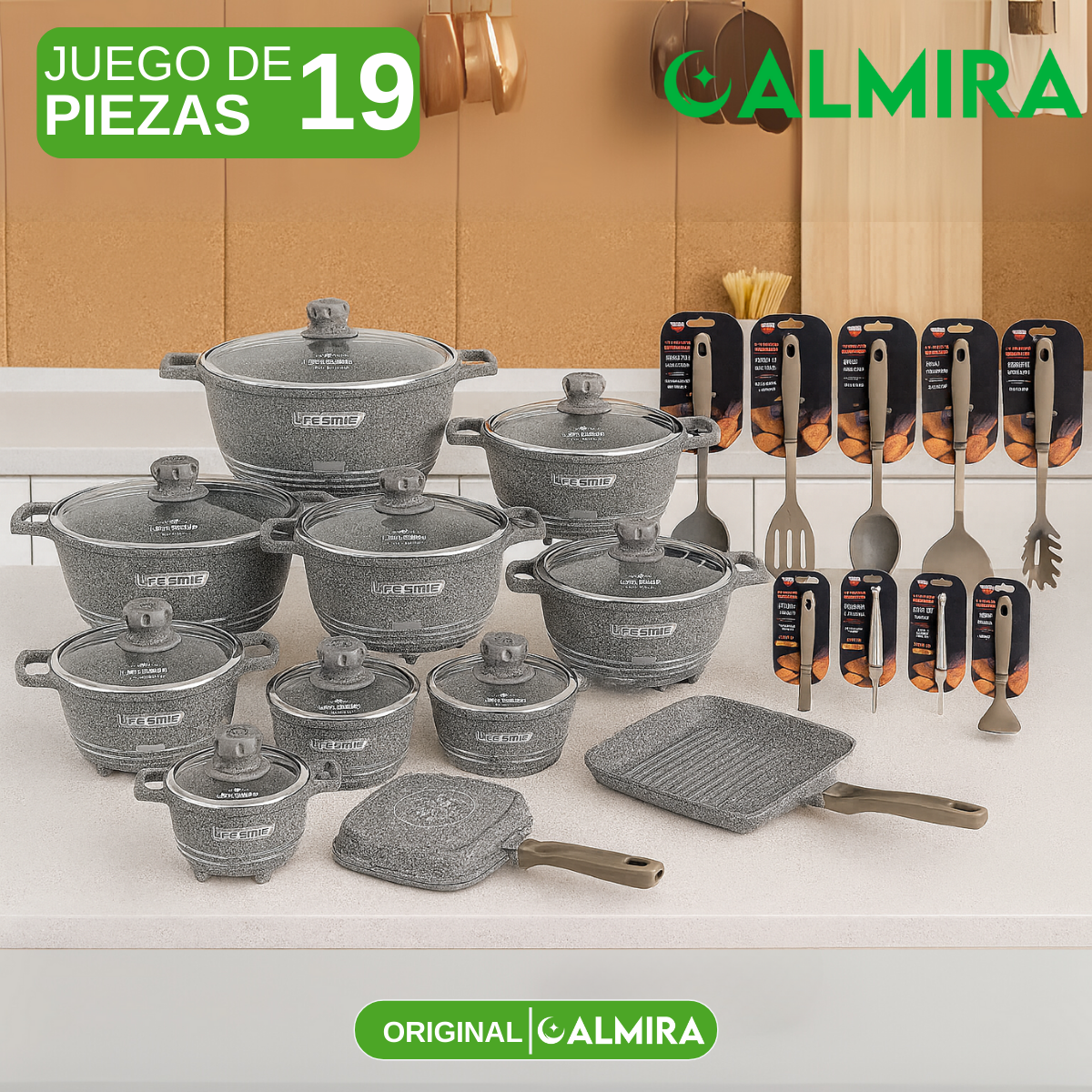 Conjunto de Ollas de Cerámica 19 Piezas Antiadherentes [ÚLTIMAS UNIDADES]