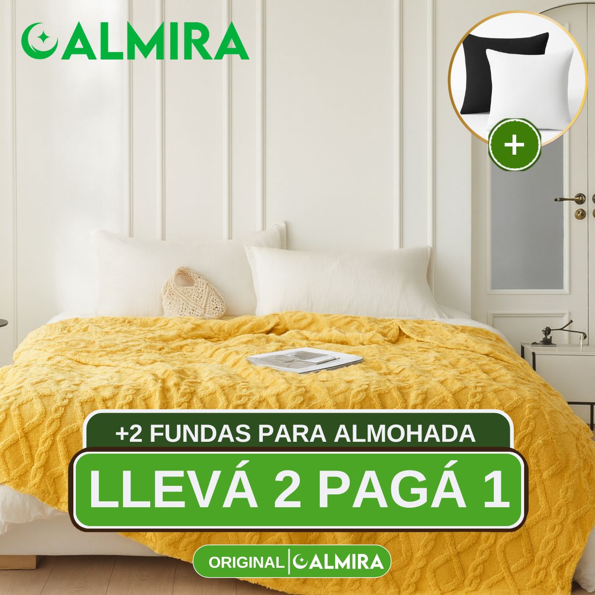 [Llevá 2 Pagá 1] Edredón en Lana Suave con Diseño en Relieve + REGALOS: 2 Fundas para Almohadas