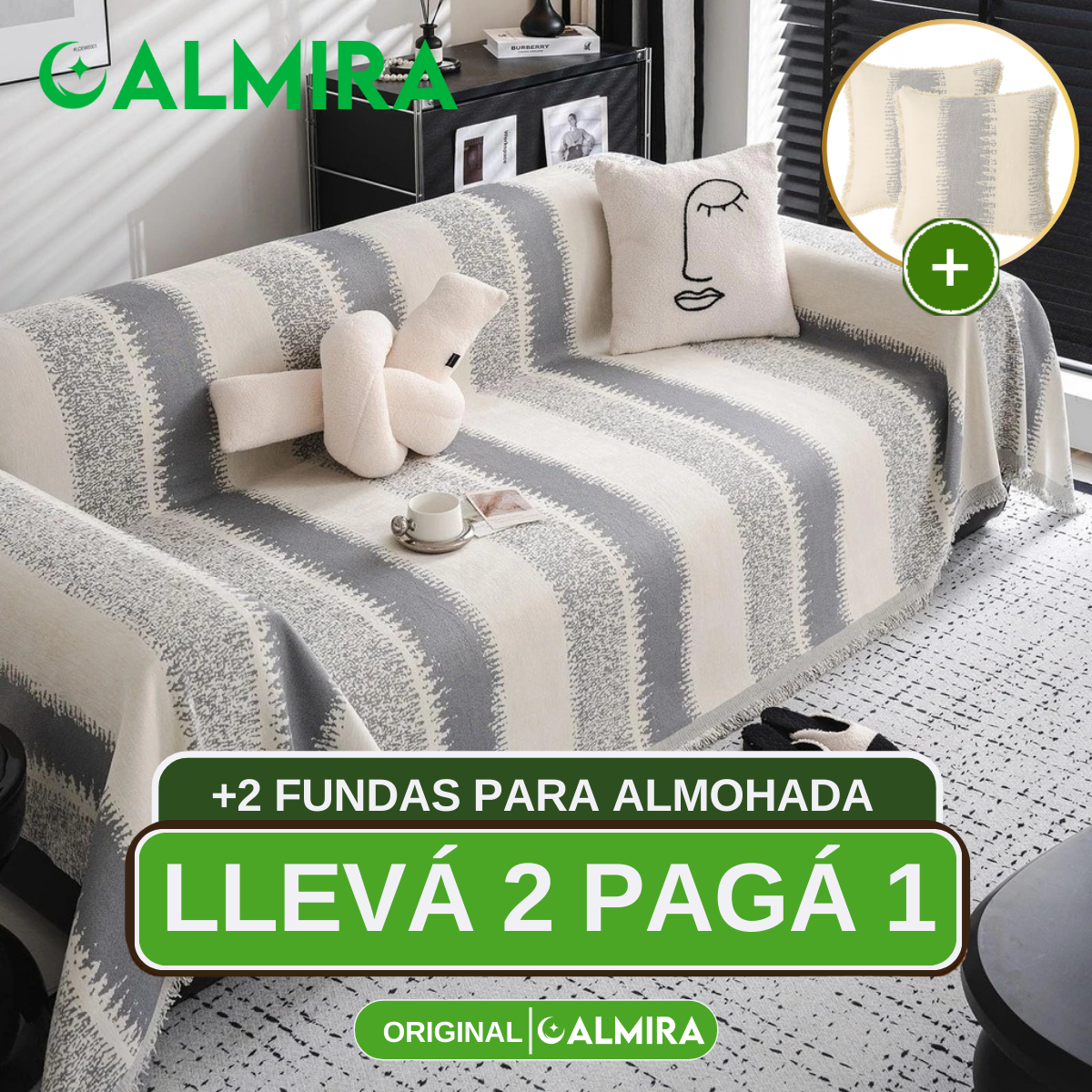 [Llevá 2 Pagá 1] Funda para Sofá Encanto en Algodón y Poliéster +REGALOS: 2 Almohadones