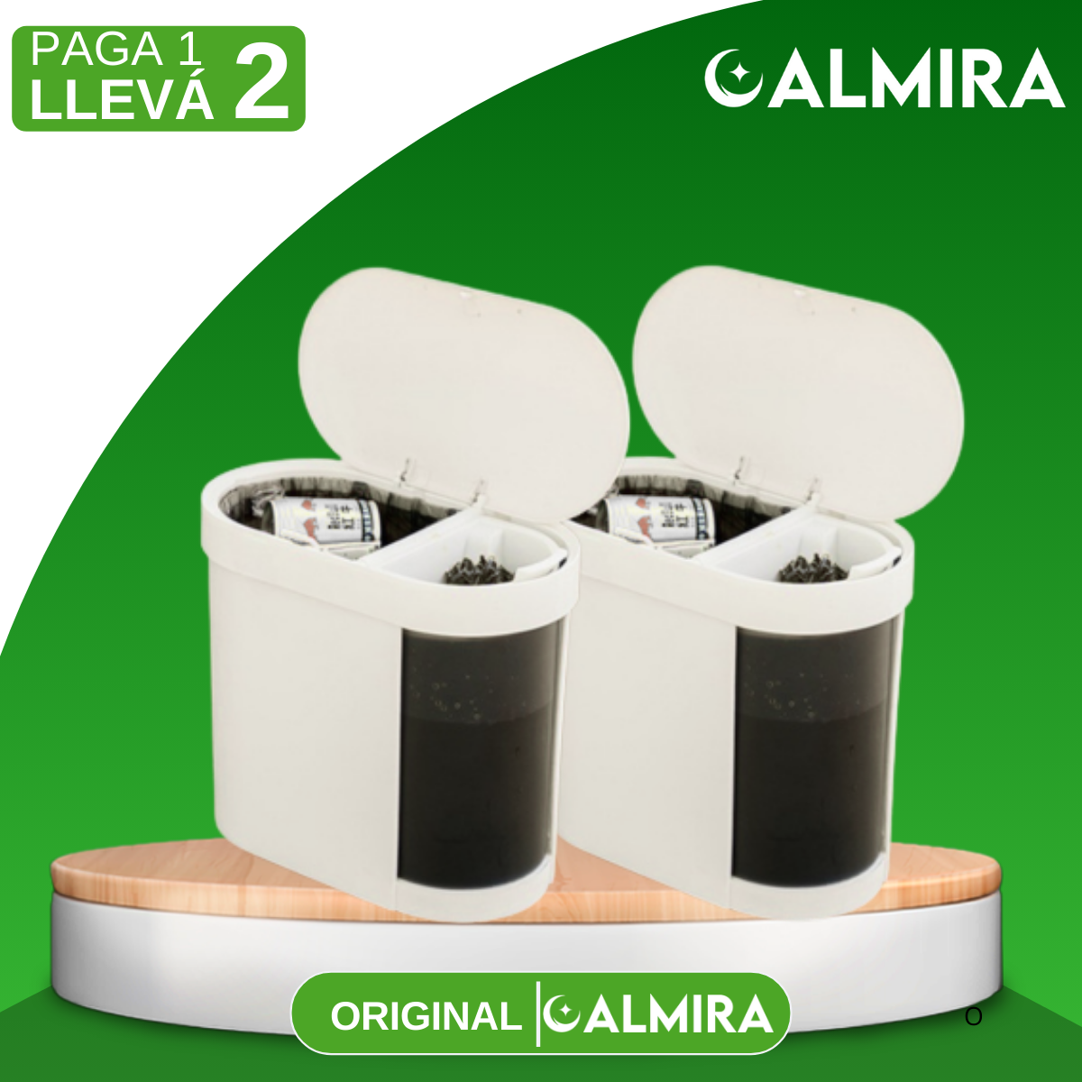 [Llevá 2 Pagá 1] Tacho de Basura Smart Automático con Divisor Inteligente Anti Olor