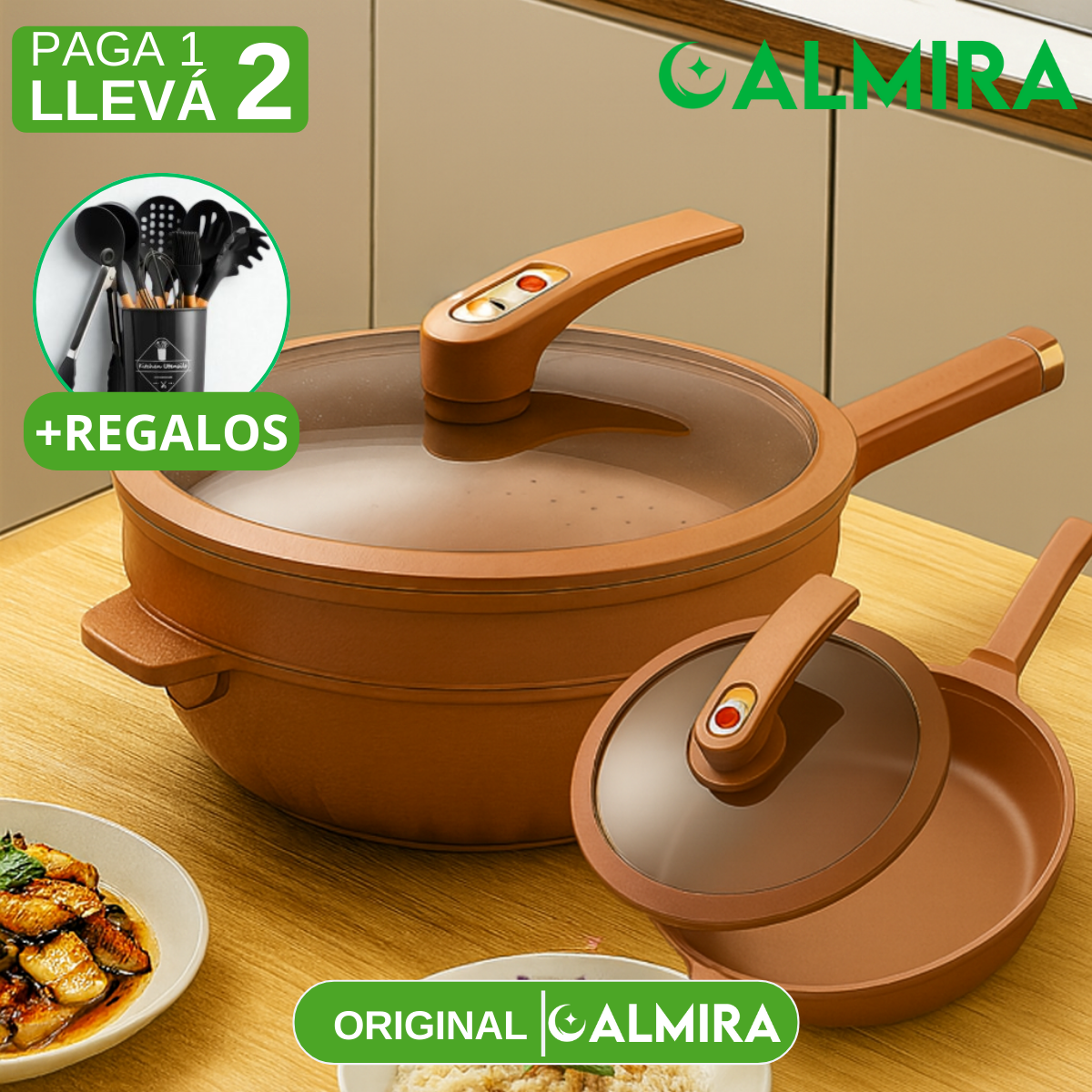 [Llevá 2 Pagá 1] Frigideira Multifuncional en Cerámica y a Prueba de Explosiones +REGALO: Kit de Utensilios