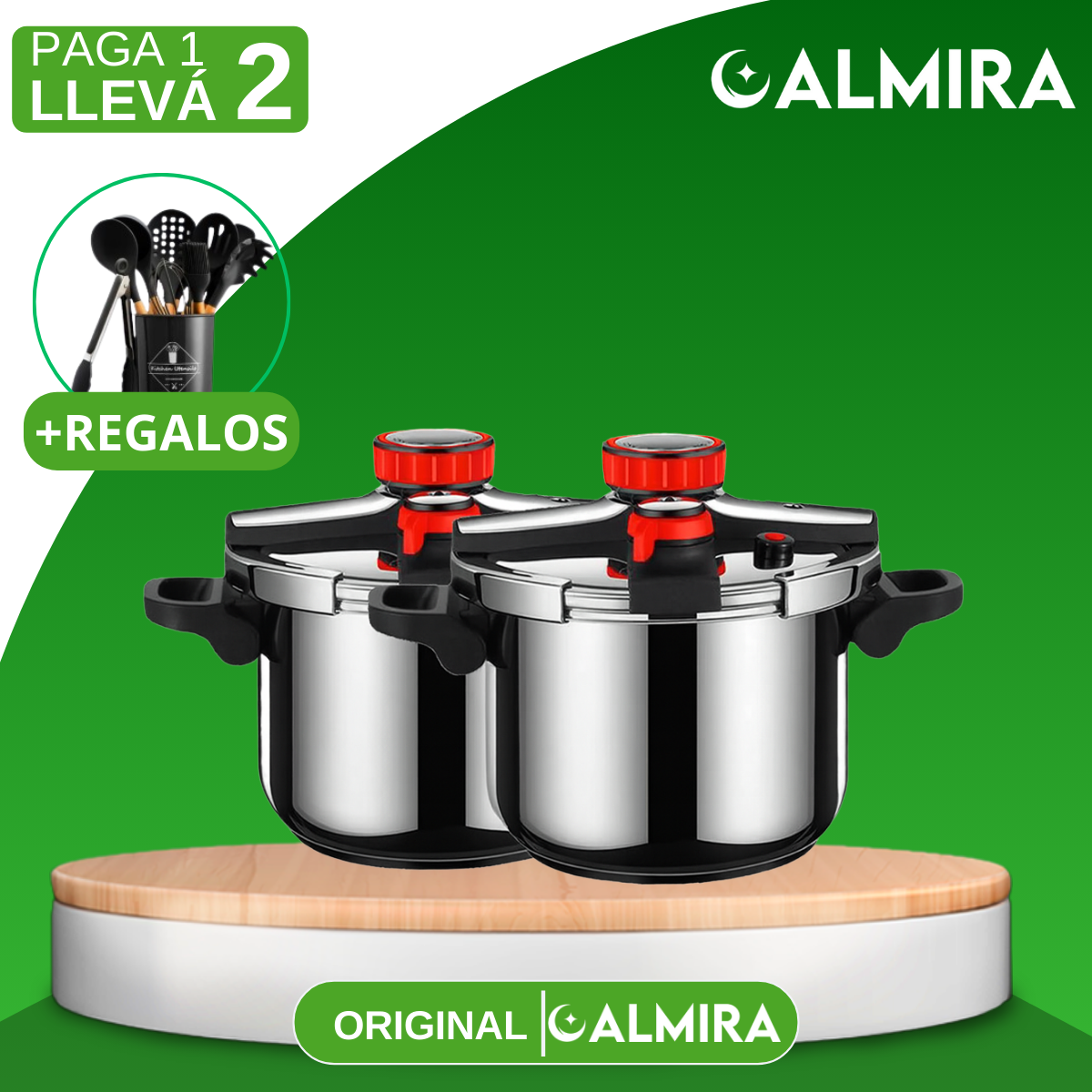 [Llevate 2 y pagá 1] Olla a Presión TurboChef de Acero Inoxidable | A Prueba de Explosiones + REGALO: Kit de Utensilios
