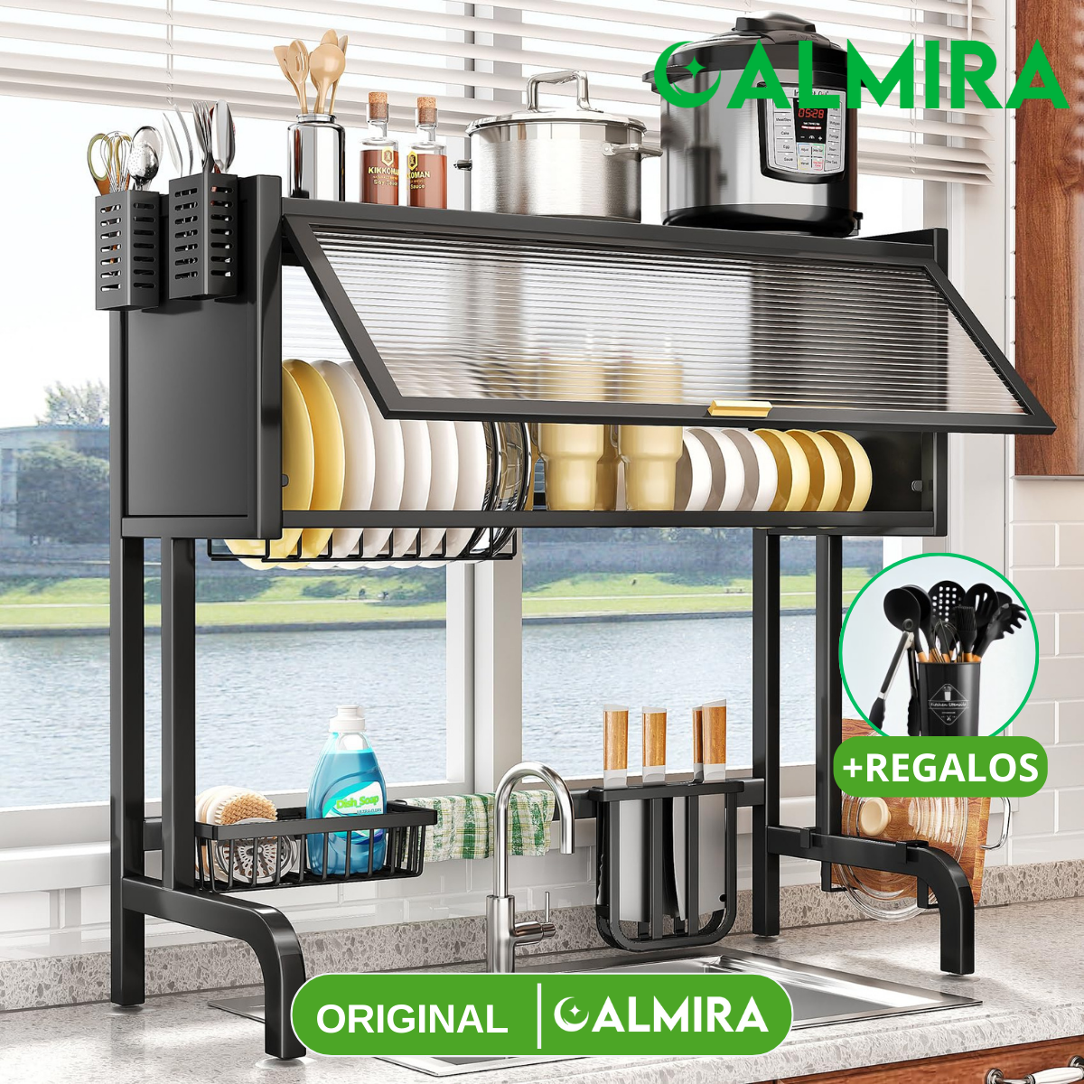 Organizador de Cocina Multifuncional en Acero Inoxidable + REGALO: Kit de Utensilios
