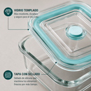 LLEVÁ 5 PAGÁ 3] Recipientes Herméticos de Vidrio Templado con Tapa de Sellado al Vacío + 5 Vasos de Vidrio Fumé