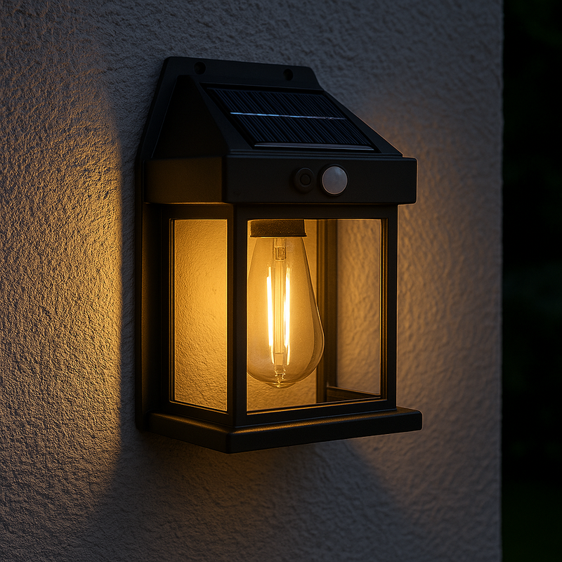 Kit 10 Lámparas Solares Coloniales con Sensor de Movimiento y Panel Fotovoltaico a Prueba de Agua