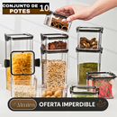 Conjunto de 10 Potes Organizadores Herméticos de Plástico con Tapa Selladora al Vacío