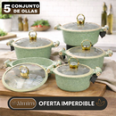 Juego de 5 Ollas de Cerámica Antiadherente con Triple Revestimiento (¡Cociná más rápido y con mucho menos desorden!)