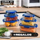 [Llevá 10, pagá 5] Frascos Herméticos de Vidrio Templado con Tapa Hermética +REGALO: 5 Vasos de Vidrio Long Drink