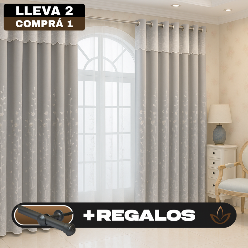 [Llevá 2 Pagá 1] Cortina Blackout Royal de Doble Capa con Aislamiento Térmico (¡Estilo europeo en tu sala!) +REGALO: Barras para Cortina
